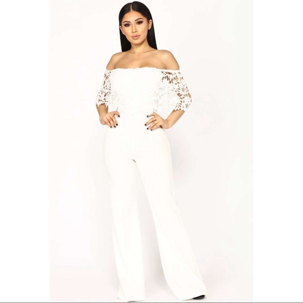 White fashion nova curve jumpsuit